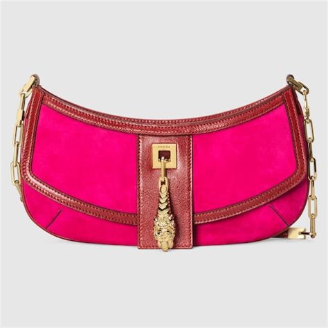 Gucci Tiger Head small shoulder bag in fushsia suede 